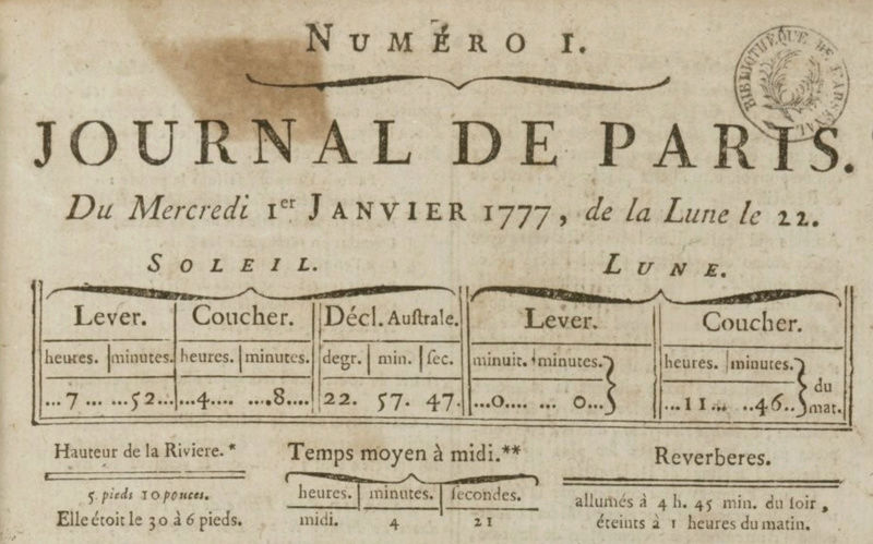 1er janvier 1777: Almanach Captu163