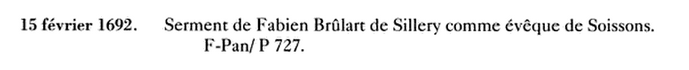 15 février 1692: Serment de Fabien Brûlart de Sillery Captu212