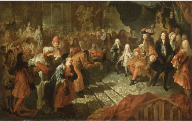 19 février 1715: L'audience donnée par Louis XIV à l'ambassadeur de Perse à Versailles Captu243