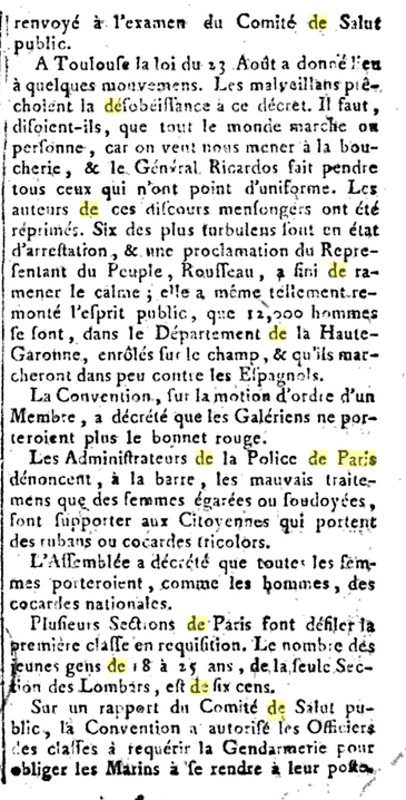 21 septembre 1793: Convention Nationale Captu612