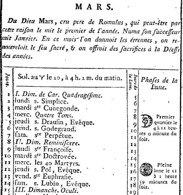 1er mars 1789: Almanach Captu968