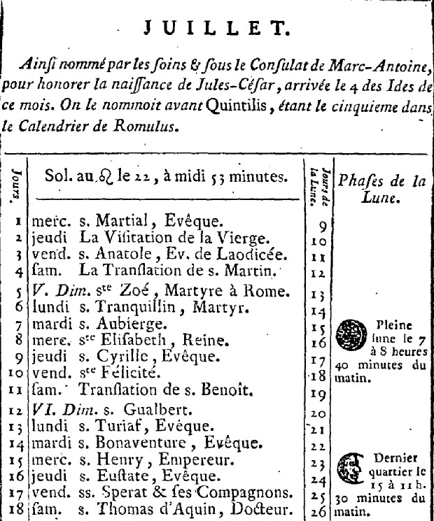 1er juillet 1789: Almanach Captu980