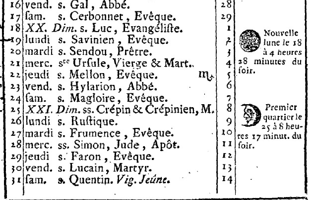 1er octobre 1789: Almanach Captu988