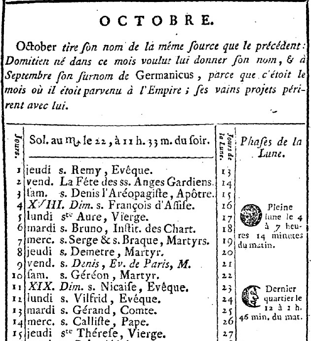 1er octobre 1789: Almanach Captu989
