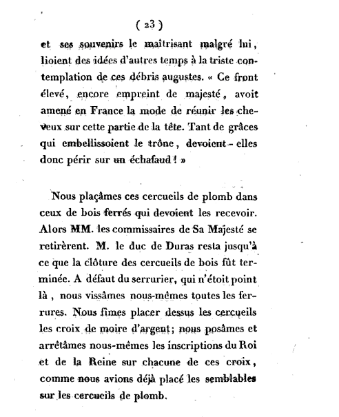 20 janvier 1815: Les ossements du roi et de la reine furent enfin placés dans des cercueils de plomb Captur87