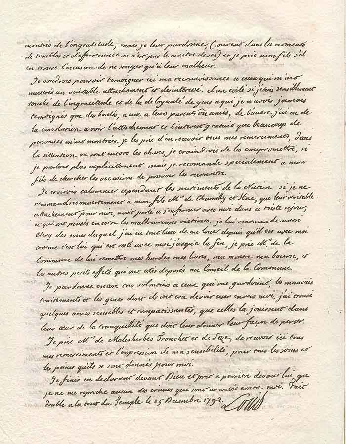25 décembre 1792: Testament de Louis XVI Louisx12