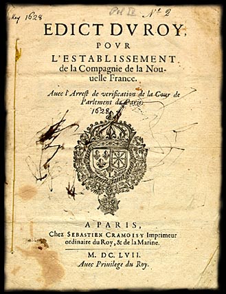 29 avril 1627: La Compagnie des Cent-Associés, ou Compagnie de la Nouvelle-France Medium16