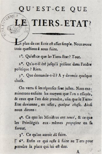 Janvier 1789: Parution de la brochure de l'abbé Sieyes « Qu'est-ce que le tiers état ? » Qu_est10