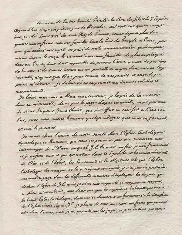 25 décembre 1792: Testament de Louis XVI Testam10