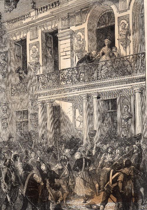06 octobre 1789: Le balcon de la Cour de Marbre Versai13