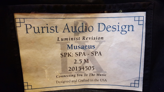 Purist Audio Design-Musaeus Speaker Cable Luminist Revision 2.5M (Sold) 20180324