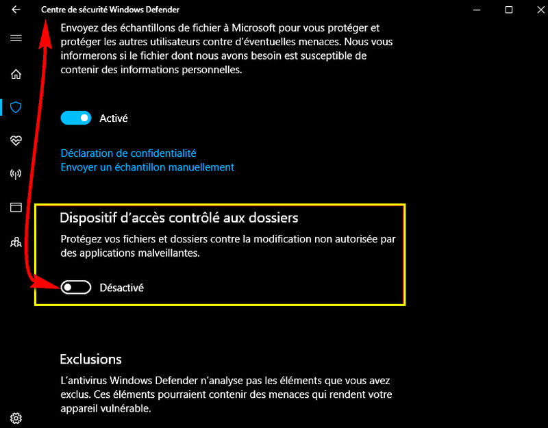 Windows 10 m’interdit l’accès à certains dossiers Defend10