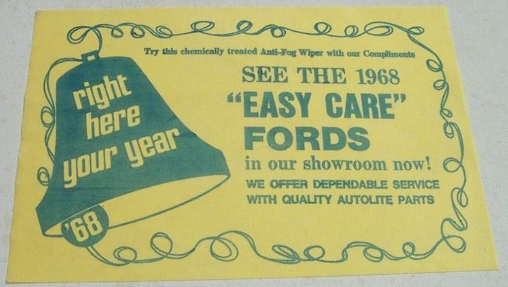 Article promotionnel de Ford en 1968 , Tissu anti-buée pour les vitres 1968_a11