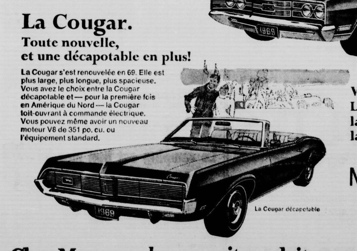 Publicité en français pour la Cougar 1969 1969_l10
