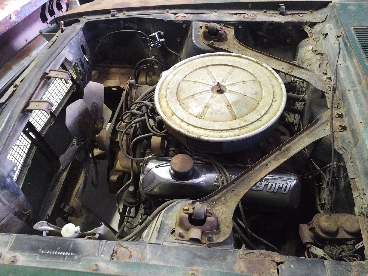 Détails : photo devant et cage moteur de Mustang 1967 1968 7f02s113