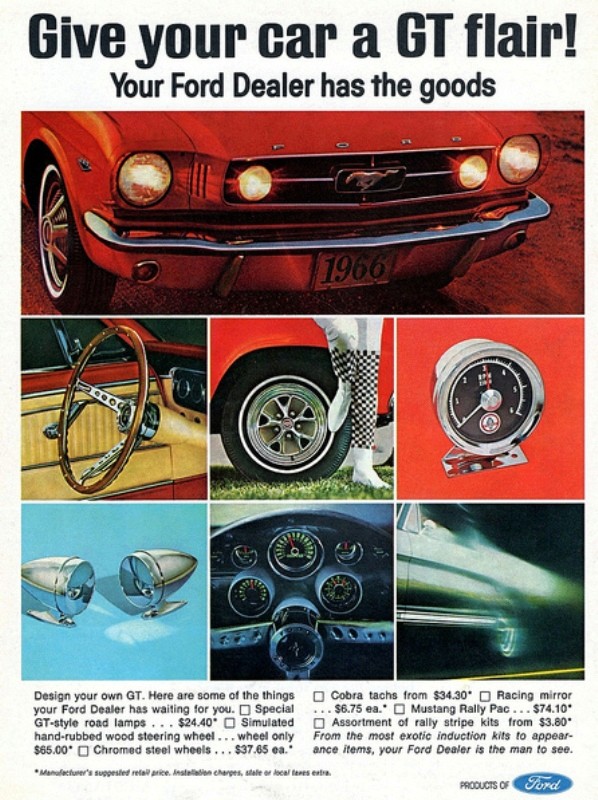 Publicité en anglais pour les accessoires de Mustang 1966 84585810