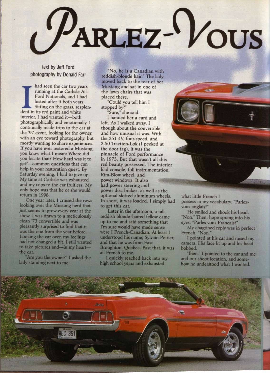 Mustang 1973: Un article du Mustang Monthly de mai 1999, Parlez-vous français ? Mustan19