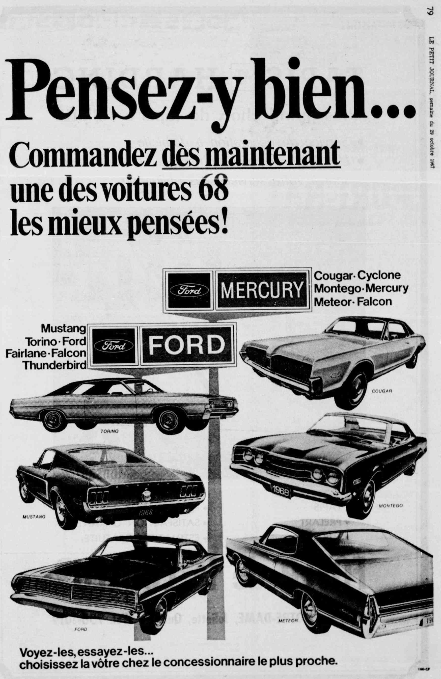 Publicité des Ford et Mercury 1968 Nouve155