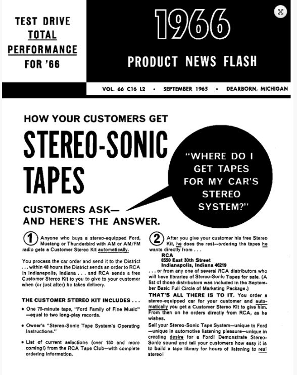 14: Accessoire: Système "Stéréo-Sonic 8 pistes" pour Mustang 1966 Nouve178