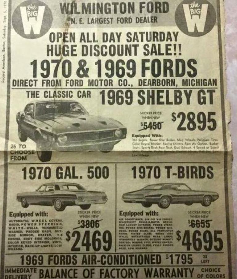 Publicité Wilmington Ford, Shelby 1969 Public10