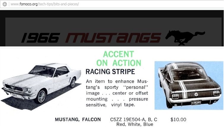 04: Accessoire:Bande de course (racing stripes) pour Mustang 1966 Racing11
