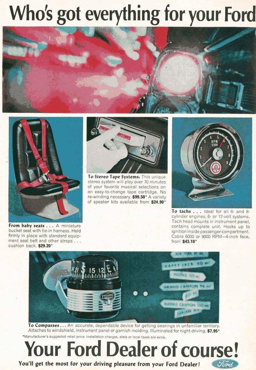 Publicité en anglais pour les accessoires de Mustang 1966 S-l16041