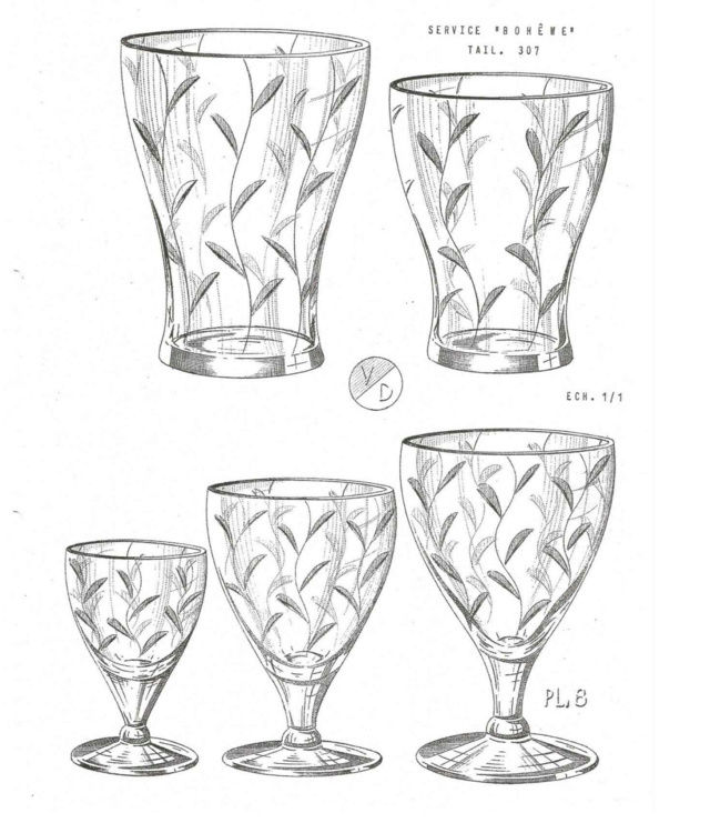 Verres " Bohème", modèle de taille 307. Verrerie Doyen Screen21