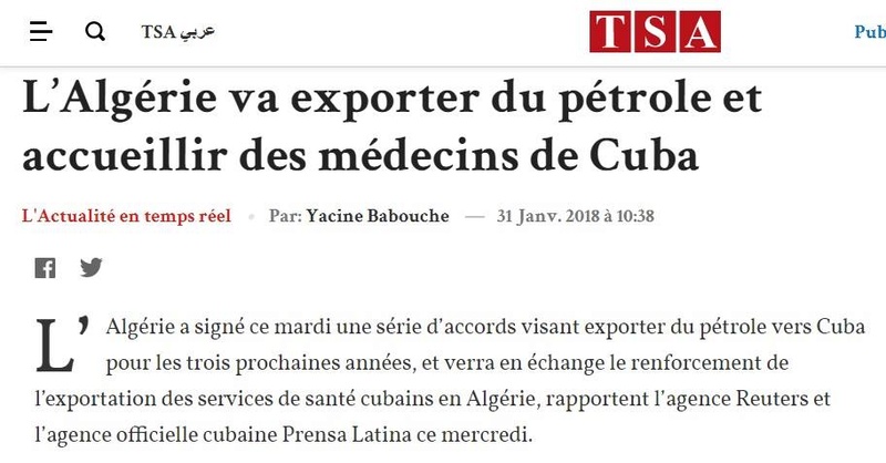 L’Algérie va exporter du pétrole et accueillir des médecins de Cuba 122