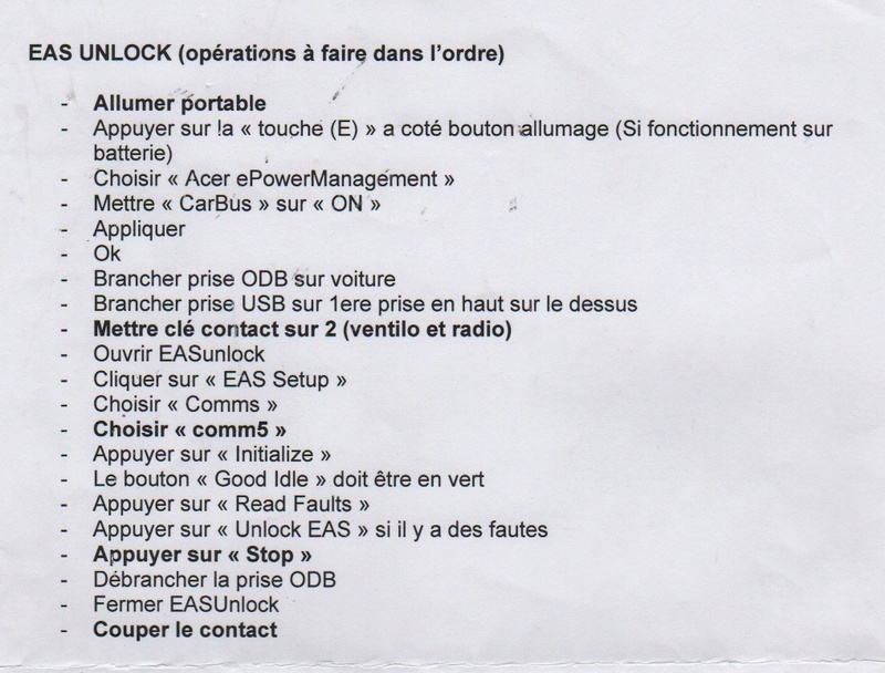 EAS ne fonctionne plus le p38 ne monte plus  Proced10