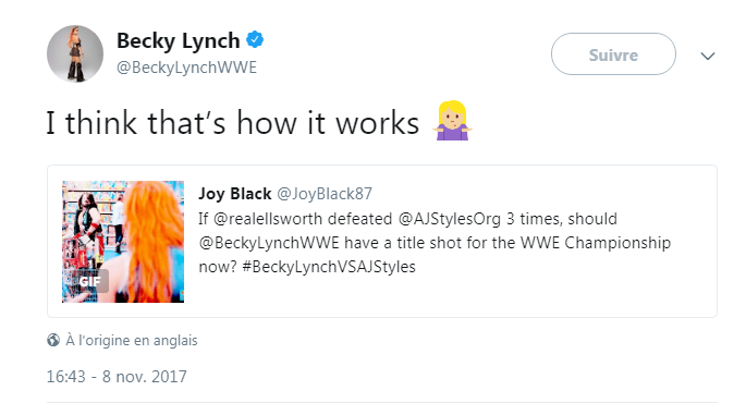 Becky Lynch aura-t-elle un match de championnat contre AJ Styles ? Becky10