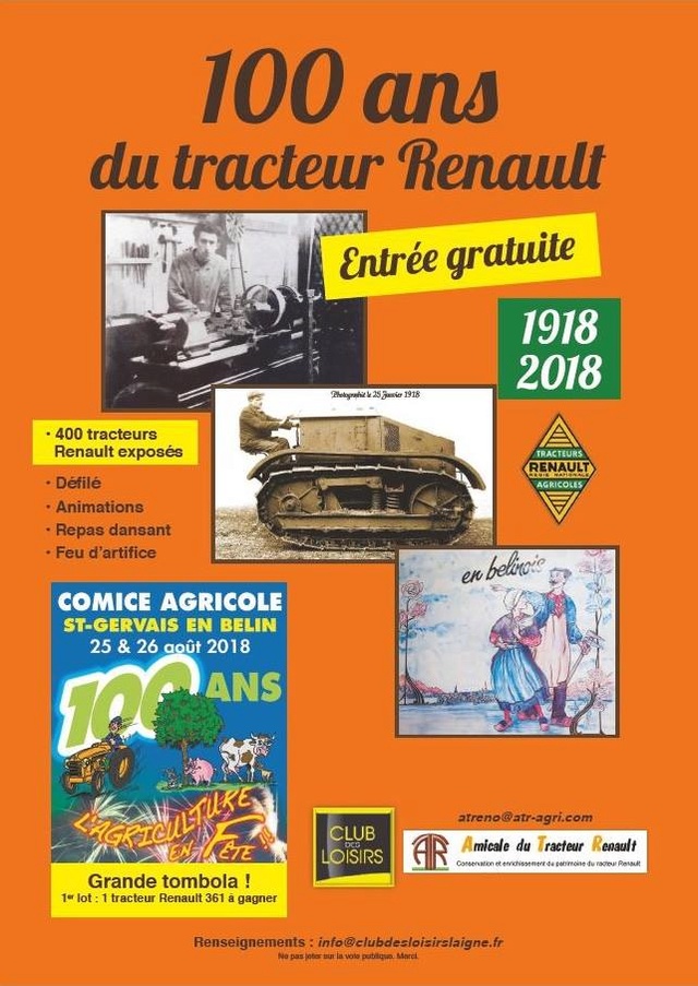 72 - St Gervais et Laigné en Belin: les 100 ans des tracteurs Renault les 25 et 26 Août 2018 100_an11