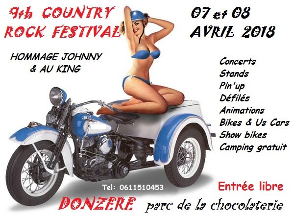 MANIFESTATION - 9th country rock festival  7 & 8 avril 2018  DONZERE  parc de la chocolaterie  18011411