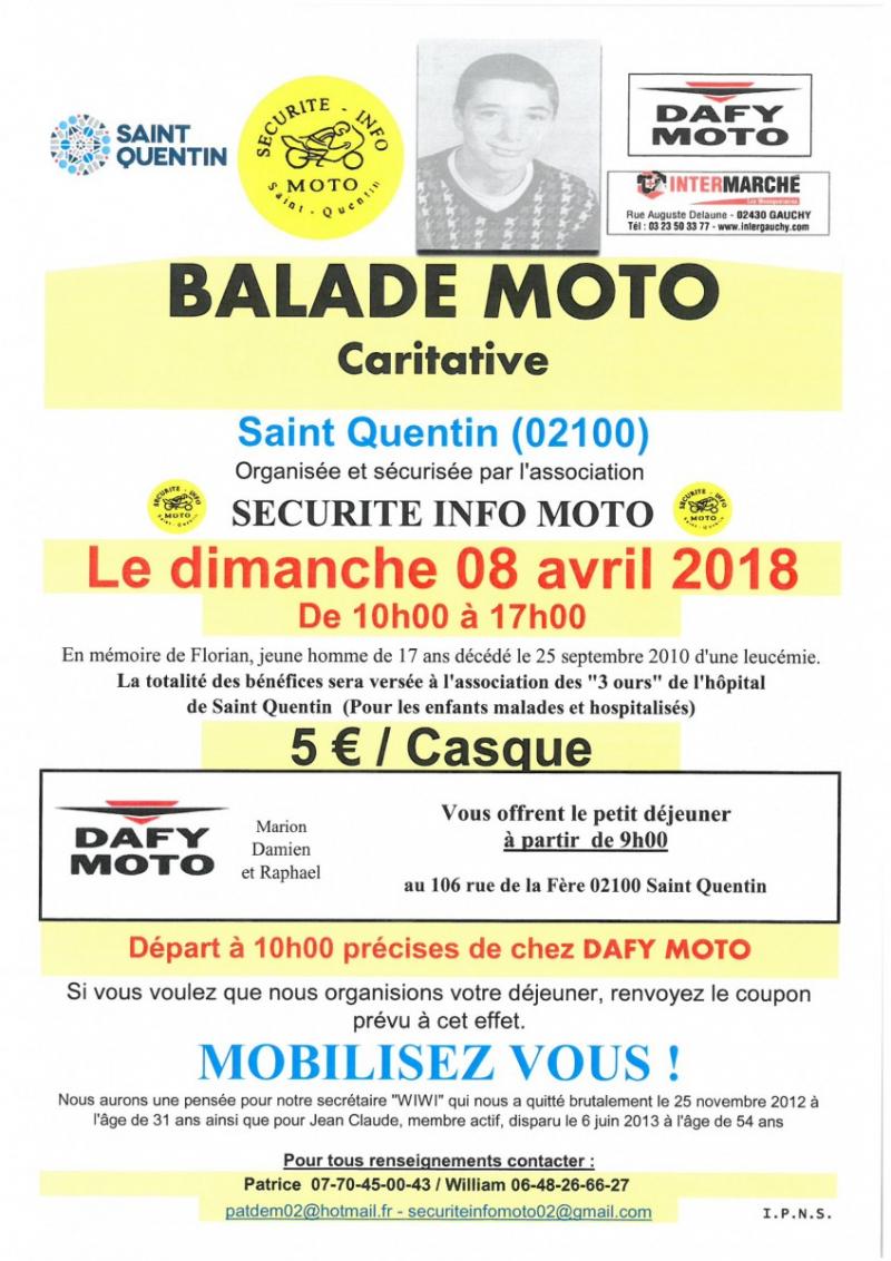 MANIFESTATION - BALLADE MOTO CARICATIVE  dimanche 8 avril  Saint Quentin (02100)  18040112