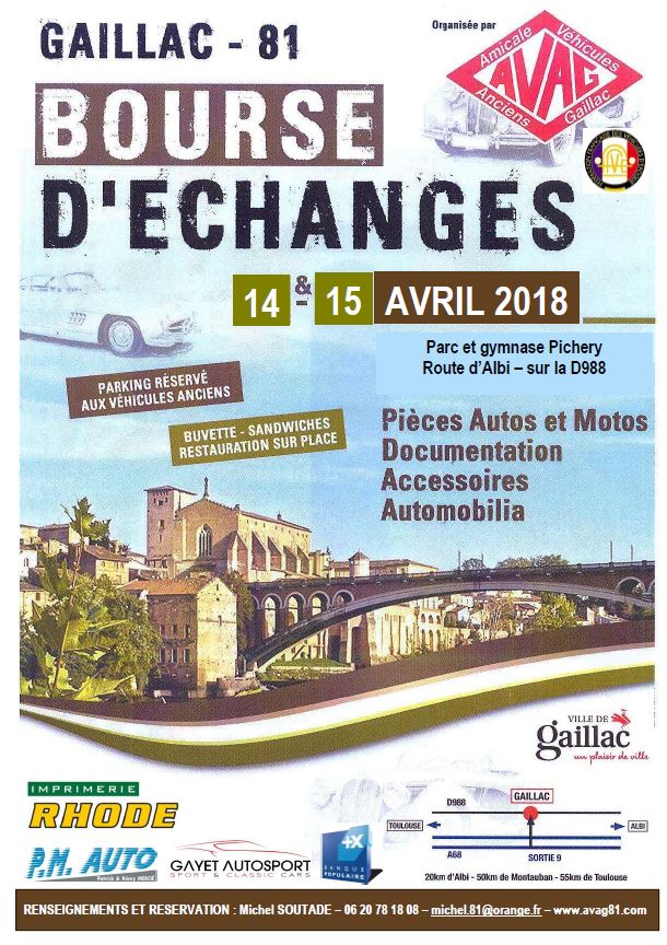 MANIFESTATION - 14 & 15 avril 2018 - BOURSE D'ECHANGES - GAILLAC - (81)  18041010
