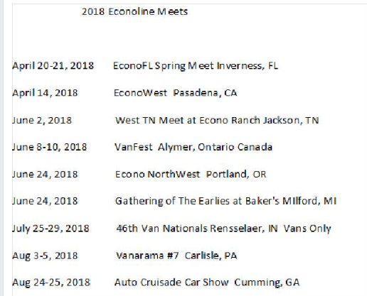 2018 Van Events 2018me10