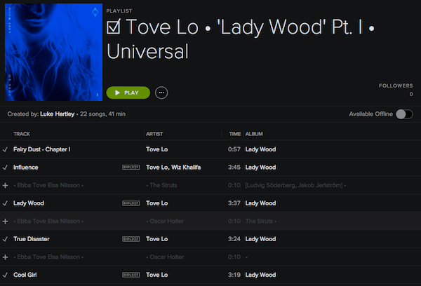 DISCOGRAPHY: TOVE LO • 'BLUE LIPS' • UMG / 'LADY WOOD' / 'QUEEN OF THE CLOUDS' Ladywo11