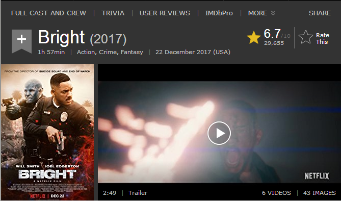 حصريا فيلم الاكشن والجريمة والفنتازي الرائع Bright (2017) 720p WEBRip مترجم بنسخة الويب ريب 07-04-13