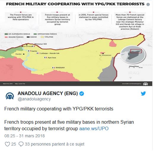 Positions des forces spéciales françaises en Syrie, retour sur le coup bas d’Ankara. La France s’apprêterait à envoyer des troupes au secours des Kurdes syriens. Ankara10