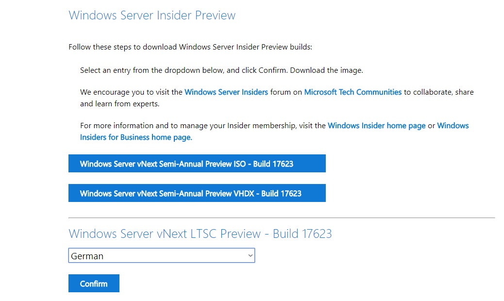 Windows Server 2019 LTSC Build 17623 Window10