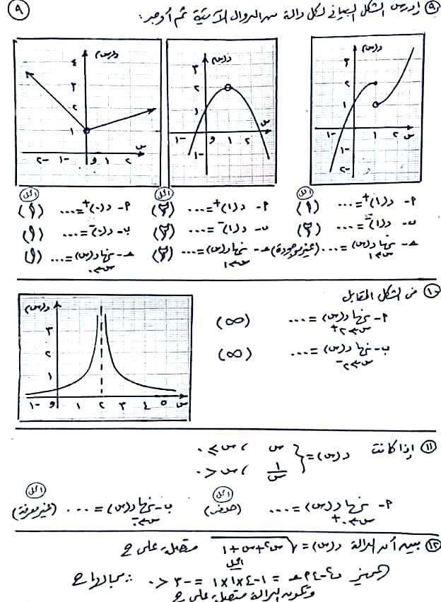 نموذج اختبار تفاضل ومثلثات واجابته الثانى الثانوى للأستاذ بهجت 925
