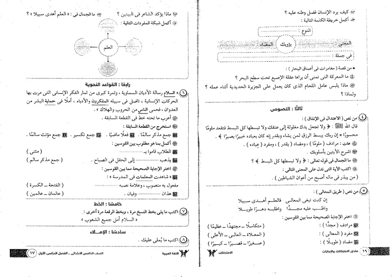 نماذج امتحانات عربى للصف الخامس الابتدائى الترم الاول 2018.jpg Oo_oo_12