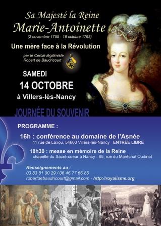 Commémorations du 16 octobre 1793, date de l'exécution de Marie-Antoinette Ma-vil10