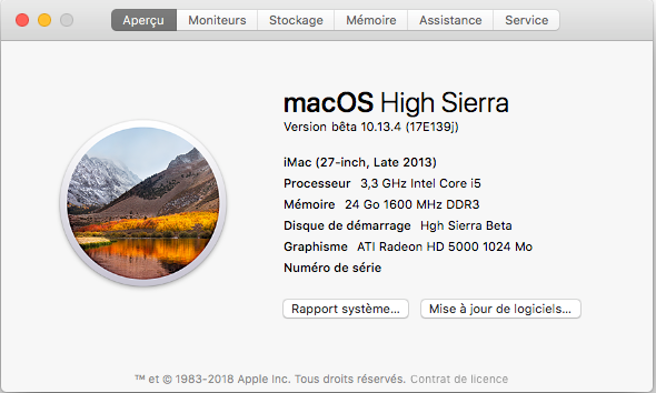 Beta macOS High Sierra Beta 10.13 1 (17B46a) a 10.13.2 Beta et +++ Captu283