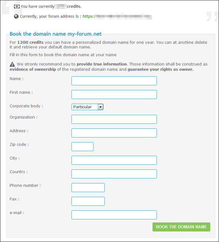 Persoonlijke Domein naam Domain15