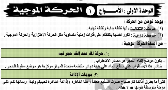 أقوى مراجعة فيزياء للثاني الثانوي (الأمواج)