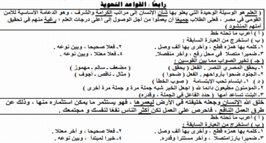 هام وعاجل : مراجعة ابن عاصم في اللغة العربية الفصل الدراسي الأول الصف الأول الإعدادي 2019 1174