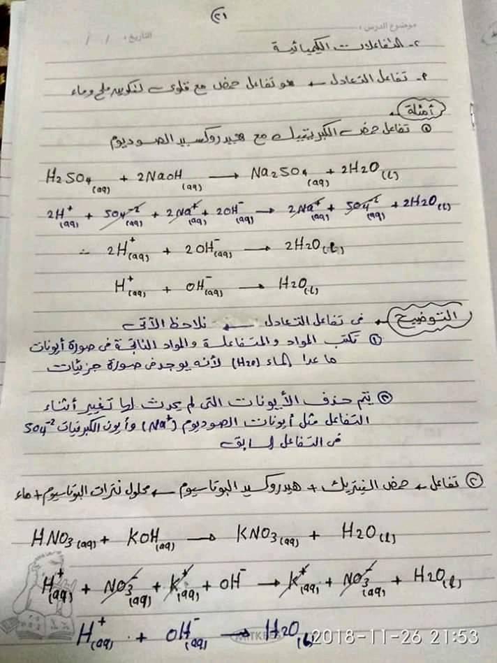 ملخص كيمياء اولى ثانوي في ورقات فقط أ/ محمد السباعي