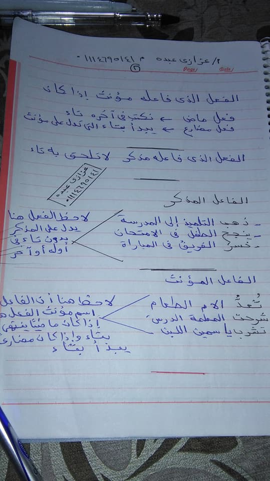  مطابقة الفعل للفاعل تذكيراً وتأنيثاً (نحو رابعة ابتدائى الترم الثانى) 2563