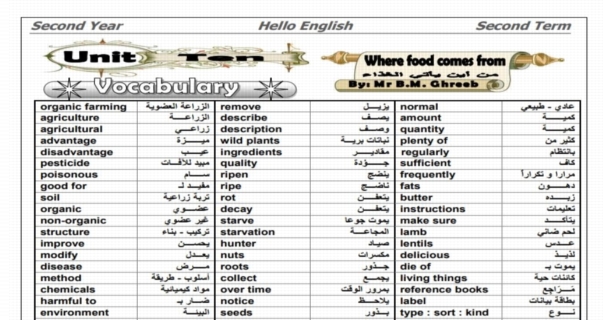 مذكرة اللغة الانجليزية للثاني الثانوي ترم ثاني 2019 مستر بيومى غريب 4480