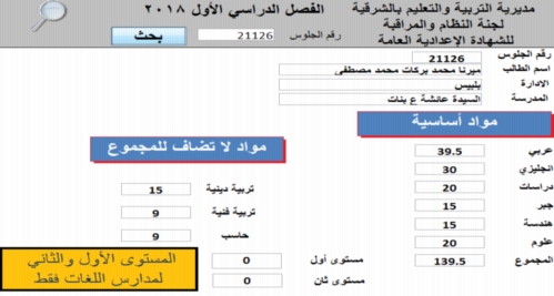 نتيجة اعدادية محافظة الشرقية 2018 جميع الادارات 6186